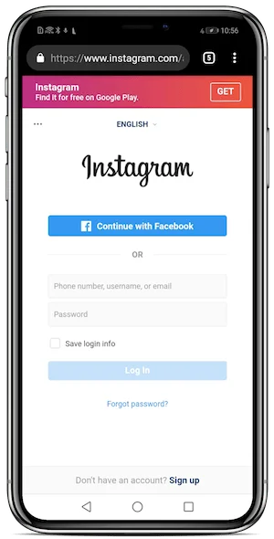 login instagram on browser
